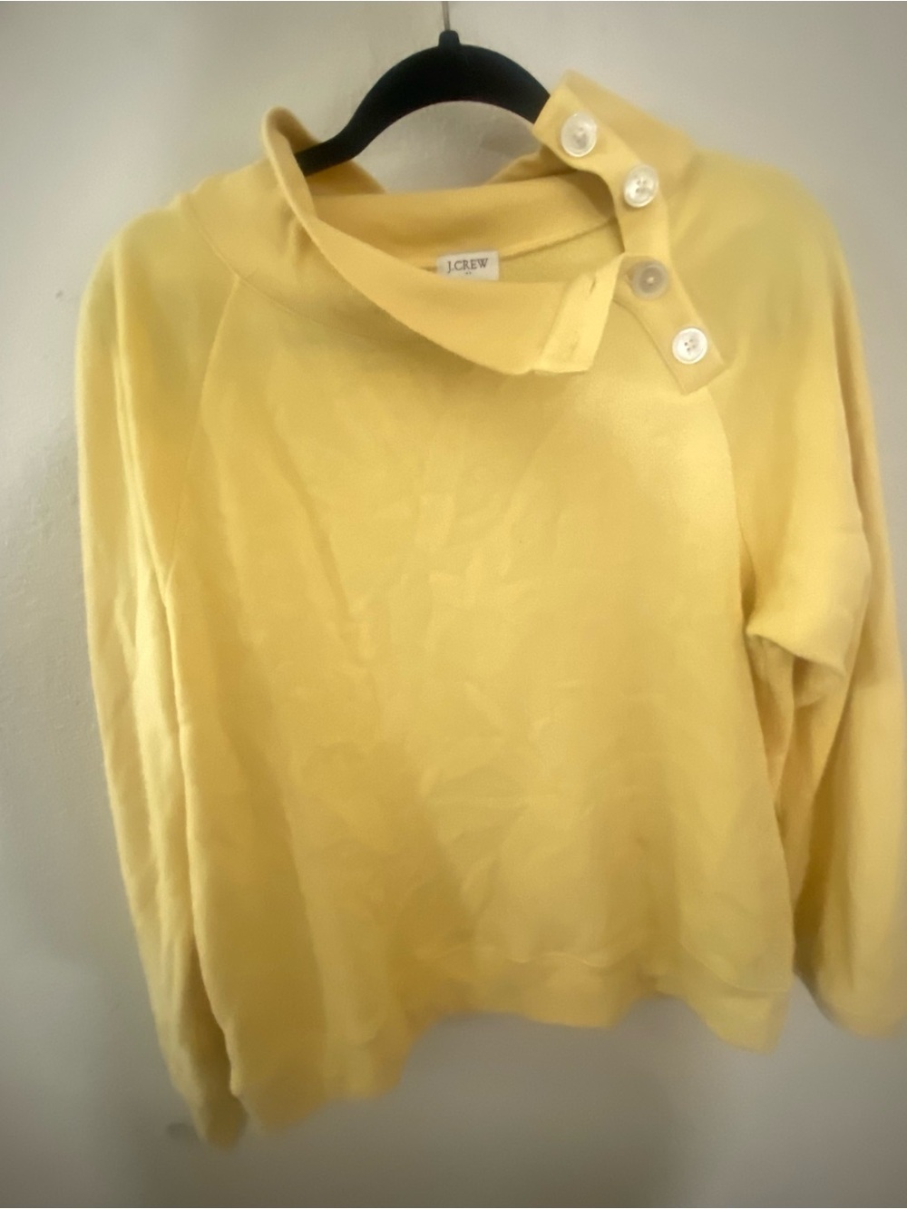 J. Crew Pale Yellow Button-Neck Pullover